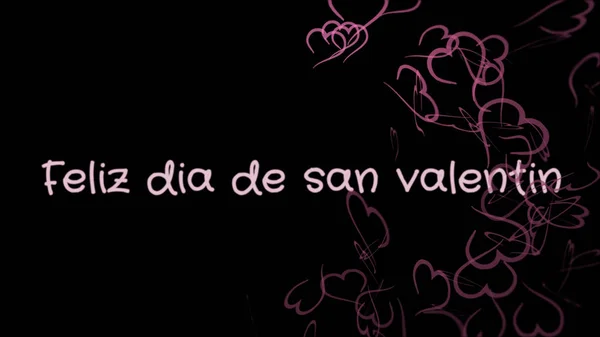 Feliz dia de san Valentin, Happy Valentines day in spanish language, greeting card — Stock Photo, Image