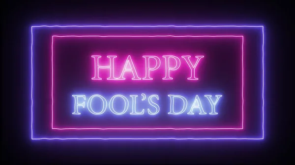 Neon işareti "Happy Fools Day" — Stok fotoğraf