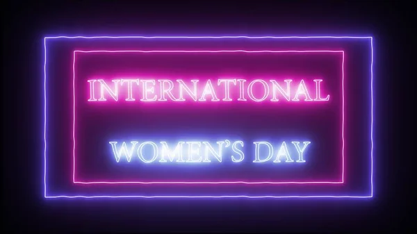 霓虹灯标志国际妇女日 — 图库照片