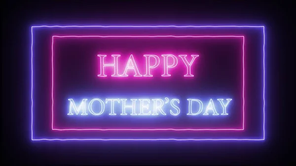 Neon skylt lycklig mors dag — Stockfoto