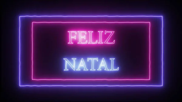 Neon tanda "Feliz Natal" Selamat Natal di portugis — Stok Foto