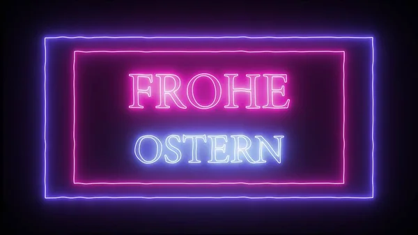 Neonskylt "Frohe Ostern", Glad påsk på tyska — Stockfoto