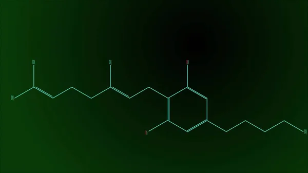 Иллюстрационная химическая формула молекулы каннабигерола — стоковое фото