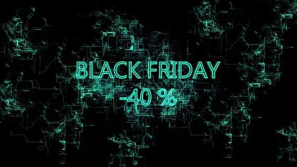 Bir metin Black Friday ile dijital ağ -40 yüzde