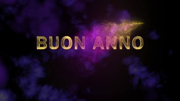 Magical sparkling particles. Appearing golden letters Buon Anno — Stock Video