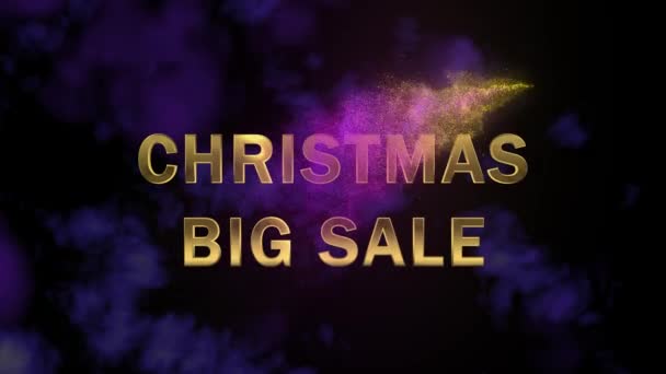 Golden letters Christmas Big Sale and magical glittering particles. — Stock Video