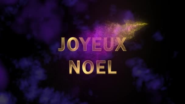 Magical sparkling particles. Appearing golden letters Joyeux Noel — Stock Video