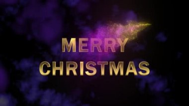 Sihirli pırıl pırıl parçacıklar. Görünen altın harfler Merry Christmas