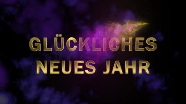 Sihirli pırıl pırıl parçacıklar. Görünen altın harfler Gluckliches Neues Jahr