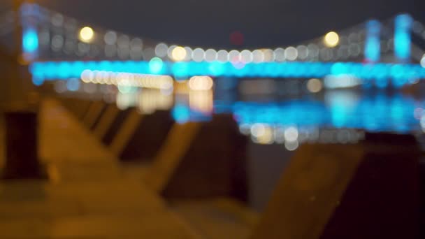 Defocus - luci di messa a fuoco sul ponte — Video Stock