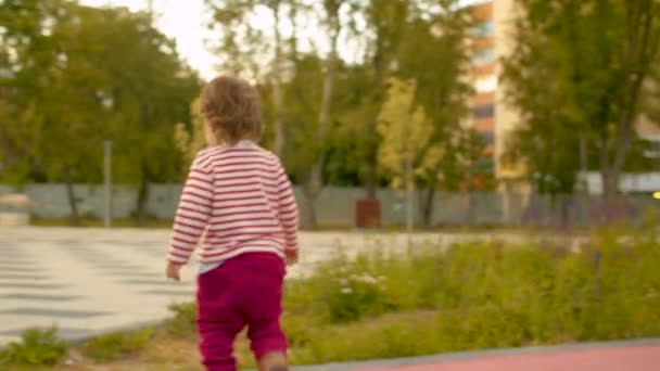 遊び場で非常にアクティブな小さな女の子 — ストック動画