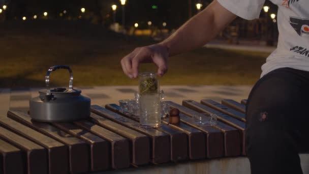 Ceremonia del té en el parque — Vídeo de stock