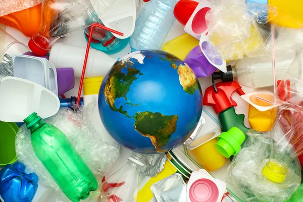 Глобальное Загрязнение Окружающей Среды Пластиком Концепция Переработки Отходов — стоковое фото