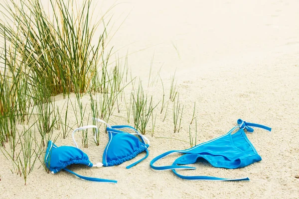 Plaża Nudystów Bikini Strój Kąpielowy Piasku Plaży — Zdjęcie stockowe