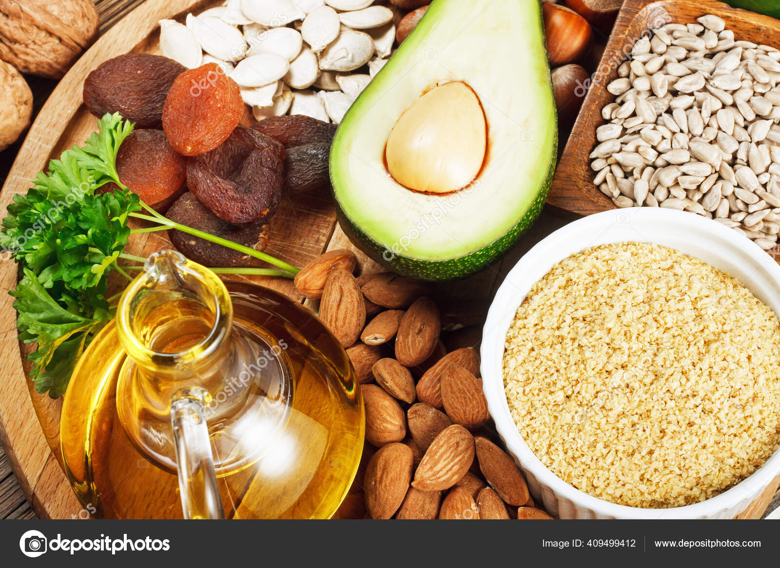 Foods Rich Vitamin Wheat Germ Oil Dried Wheat Germ Dried Stock Photo by