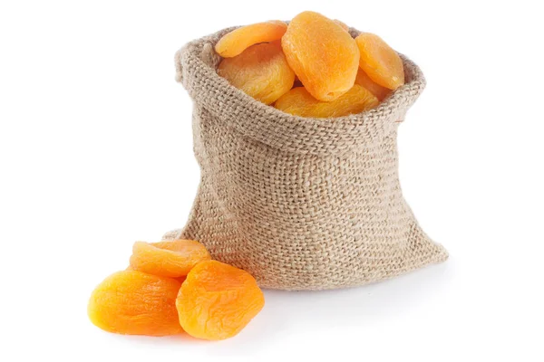 Dried Apricots Small Burlap Bag — Stock Photo, Image