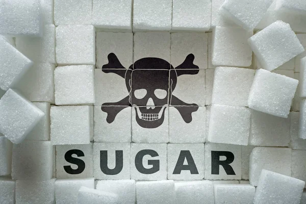 Kostky Cukru Nápis Lebky — Stock fotografie