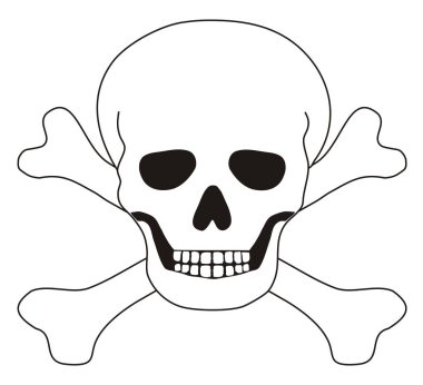 beyaz arkaplanda kafatası simgesi