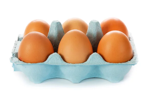 Cardboard Egg Box Six Eggs — Stock Photo, Image