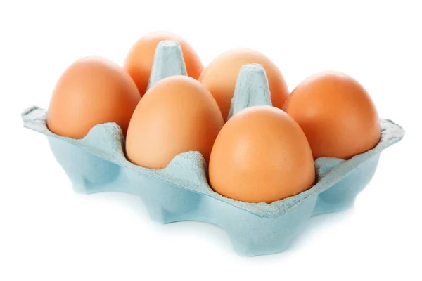 Cardboard Egg Box Six Eggs — Stock Photo, Image