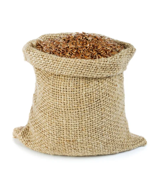 Flax Seed Burlap Bag — Stock Photo, Image