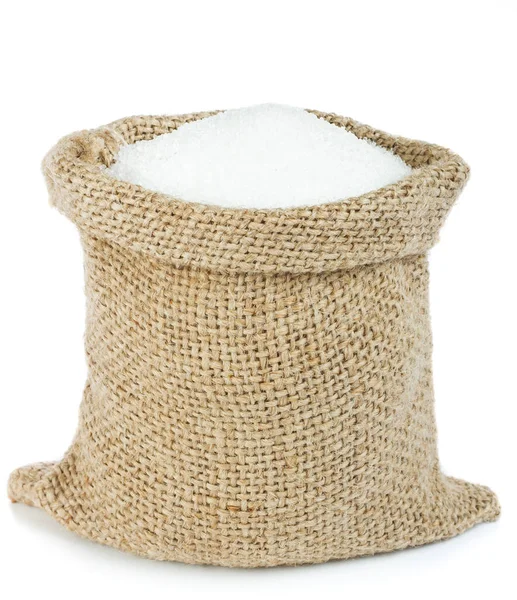 White Sugar Burlap Bag — Stock Photo, Image