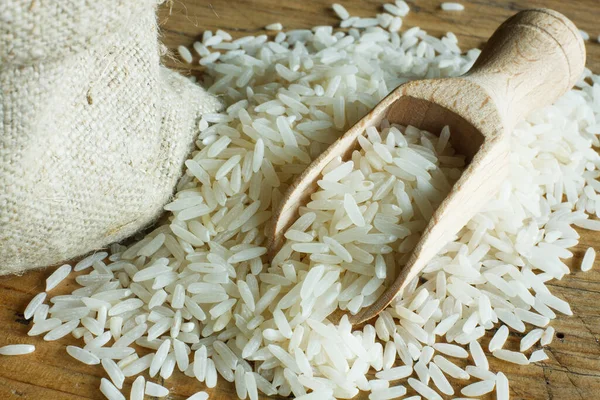 Rice Wooden Spoon — Stock Photo, Image