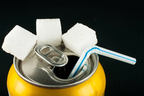 Concepto Alimentos Poco Saludables Azúcar Bebidas Carbonatadas Cubos Azúcar Bebida — Foto de Stock