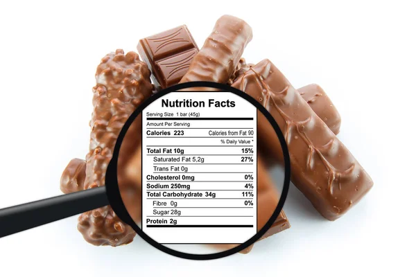 Čokoládové Tyčinky Nutriční Fakta — Stock fotografie
