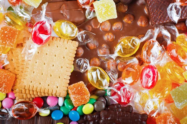 Gıda konsepti - şeker, çikolata, şeker, jöle