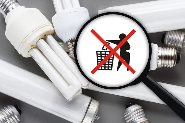 Spent Fluorescent Lamps Energy Saving Bulbs Awaiting Disposal — Stock Photo, Image