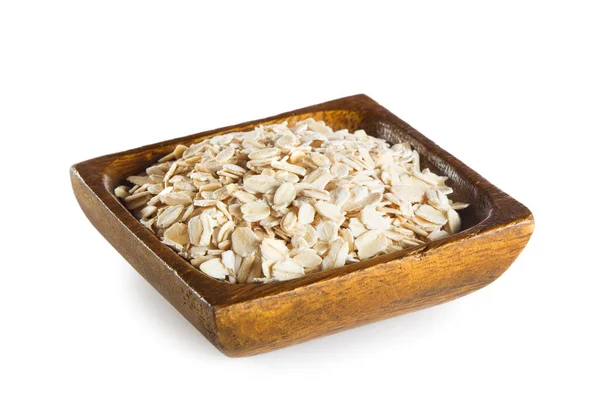 Oatmeal Wooden Bowl Isolated White Background — Stock Photo, Image