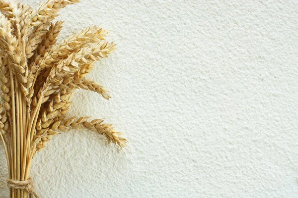 Scattered Wheat Flour Table Background Wheat Spike — Stock Photo, Image