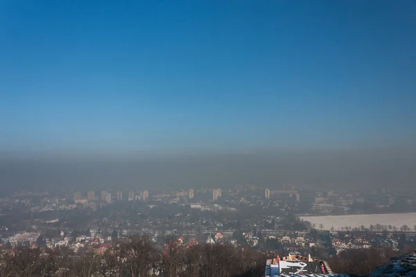 Cracow Poland January 2017 Asap Atas Kota Pandangan Yang Tidak — Stok Foto