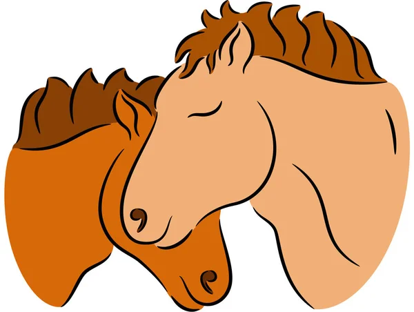 Illustratie Van Cartoon Paarden Liefde Geïsoleerde — Stockvector