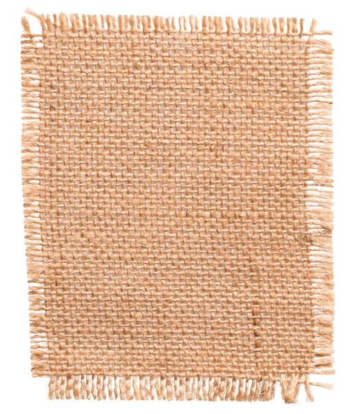 Burlap Tyg Patch Piece Jute Sack Tyg Textur Textil Isolerad — Stockfoto