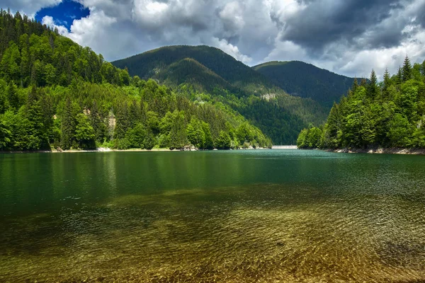 Paisaje Con Hermoso Lago Las Montañas Parang Rumania — Foto de Stock