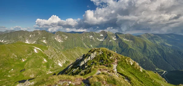Blick Von Oben Auf Hohe Felsige Berge Sommer — Stockfoto