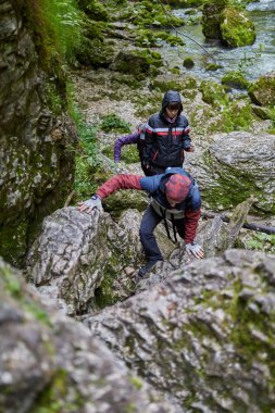 insanlar dağ orman izinde hiking