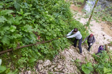 insanlar dağ orman izinde hiking