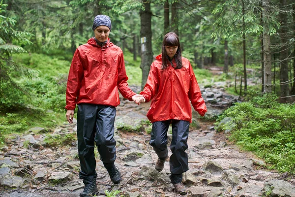 Junges Paar Beim Wandern Malerischen Grünen Hochland — Stockfoto