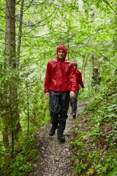 Les Gens Vacances Randonnée Dans Les Forêts Montagne Sur Les — Photo