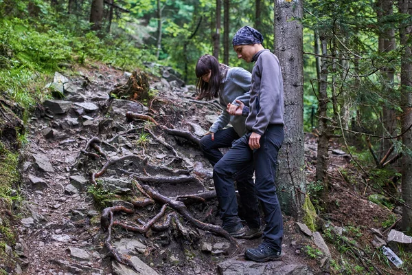 Pessoas Férias Caminhadas Para Florestas Montanha Trilhas — Fotografia de Stock