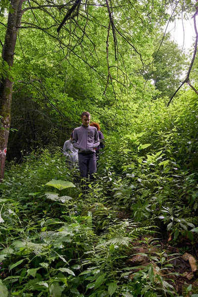 Pessoas Férias Caminhadas Para Florestas Montanha Trilhas — Fotografia de Stock