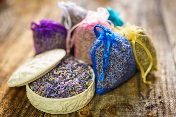 Closeup Potpourri Sacks Lavender Small Bags Aromatherapy — Stock Photo, Image