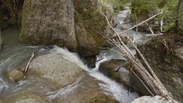 Primer Plano Cascada Panorámica Durante Día — Vídeo de stock