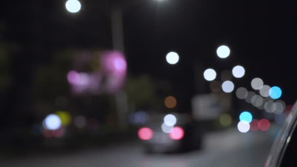 Vue Floue Autoroute Nuit Avec Des Voitures Des Feux — Video