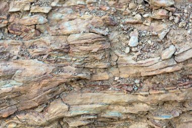 Arkeoloji sitesi ayrıntılarda jeolojik katmanlarında closeup görünümü