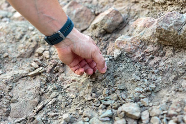 Zbliżenie Środkowy Człowieka Wieku Badania Warstw Archeologia Wykopaliskach — Zdjęcie stockowe