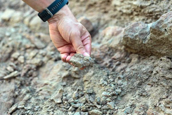 Close Van Middelste Leeftijd Man Onderzoeken Archeologie Lagen Graven Site — Stockfoto